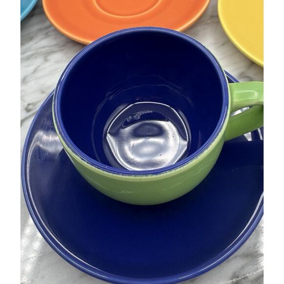 Pagnossin Ceramic Espresso 3 Cups 5 Saucers Mix & Match Colors Made In Italy - Picture 9 of 16